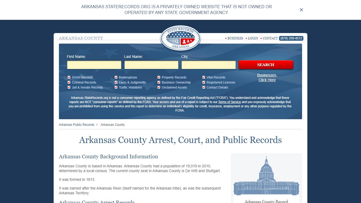 Arkansas County Arrest, Court, and Public Records