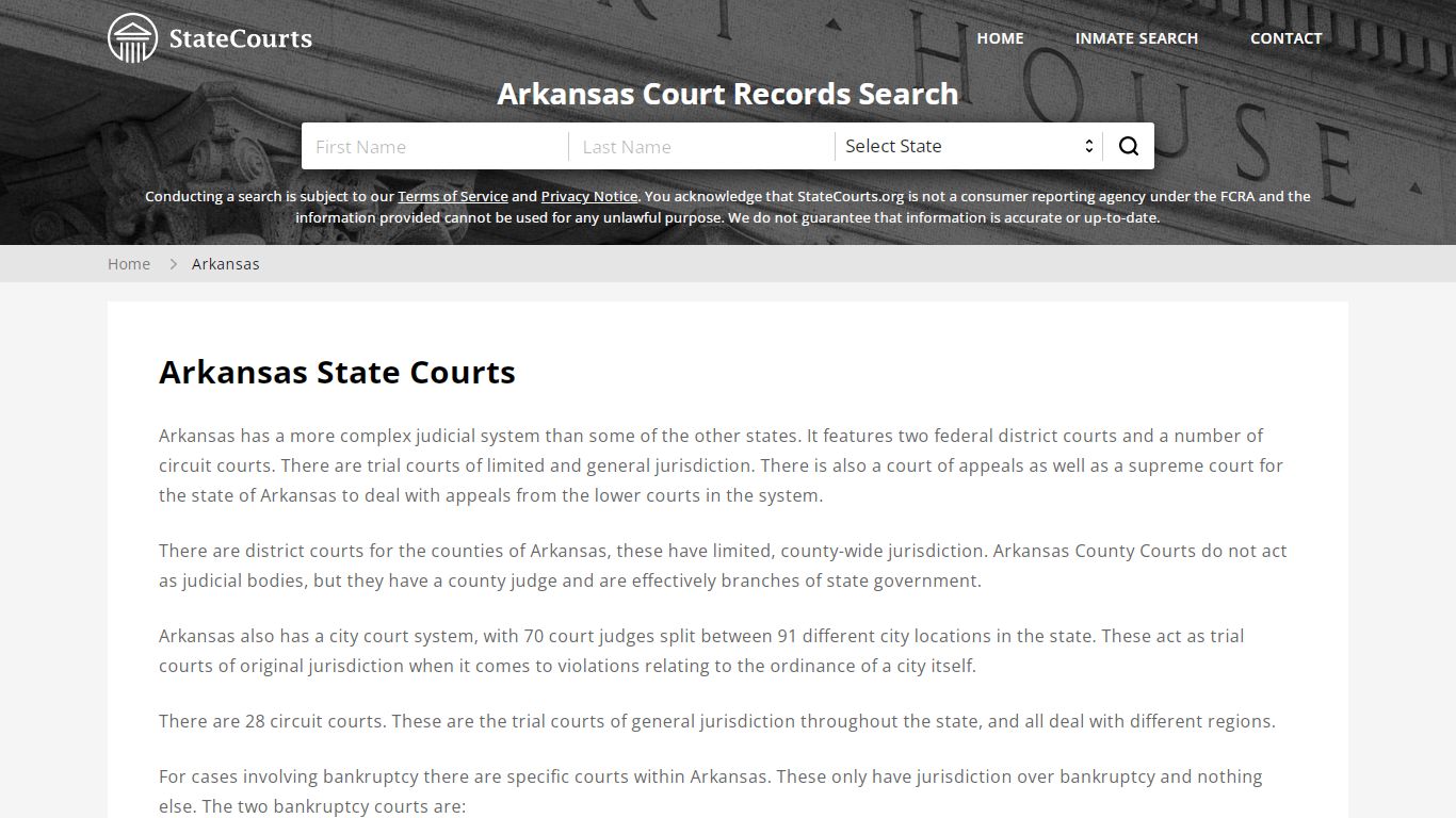 Arkansas Court Records - AR State Courts