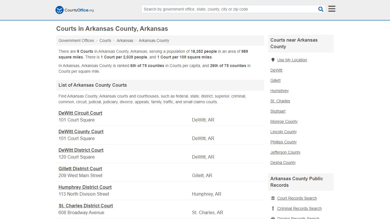 Courts - Arkansas County, AR (Court Records & Calendars)
